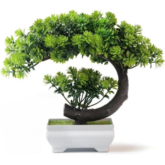 Small Fake Plants Artificial Bonsai Tree for Bookshelf Bathroom Home Décor - Picture 1 of 7